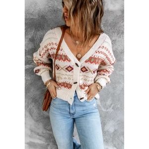 LAST ONE! Plus Size CHRISSY V-Neck Sweater With Geometric Patterns
